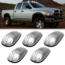 R&F Auto LED Cab Lights 5Pcs Clear Lens Cab Roof Marker Lights Compatible with Ram 1500 2500 3500 (2003-2018) Pickup Trucks Roof Running Lamps