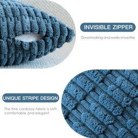 JOTOM Set of 2 Corduroy Soft Striped Cushion Covers 45x45 cm Decorative Throw Pillow Covers Square Cushion Case Home Boho Decor Pillow Cases for Couch Sofa Bedroom 18x18 Inch (Dusty Blue)