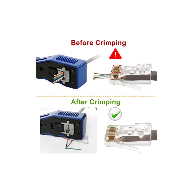 RJ45 Crimp Tool Kit Pass Thru Ethernet Crimper for Cat5e