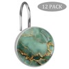 Shower Curtain Hooks Decorative,Marble Curtain Hooks Rust Proof, Set of