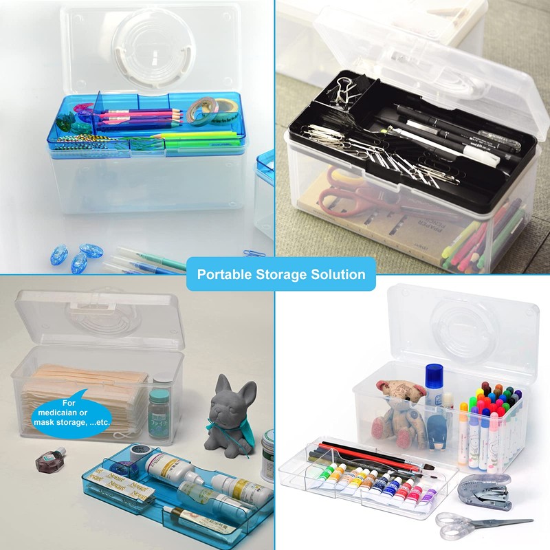 livinbox Clear Light Blue Plastic Multipurpose Portable Handled Organizer Storage