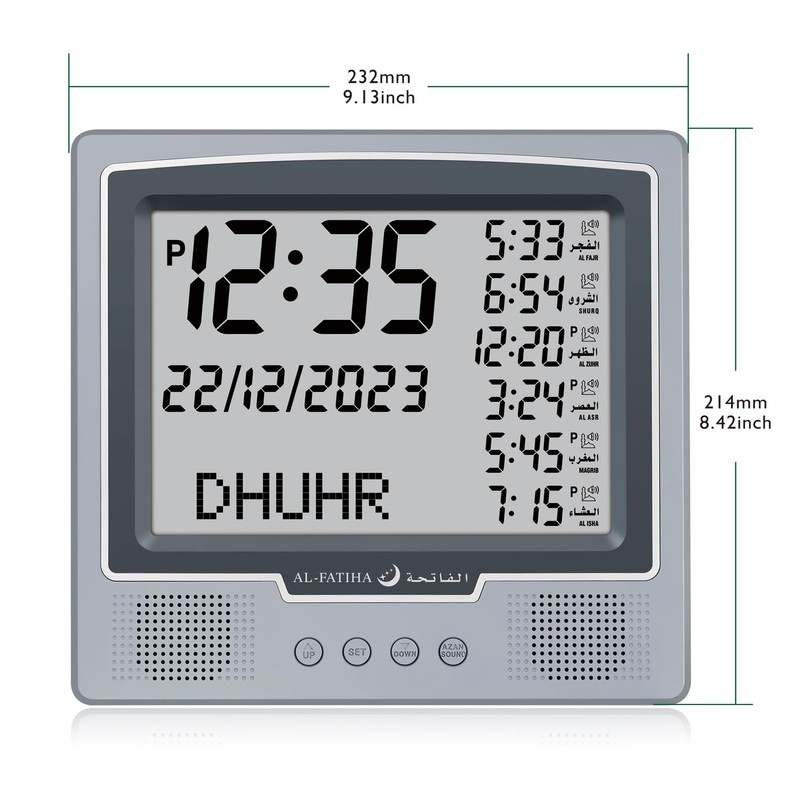 Azan Clock, LED Muslim Prayer Clock, Athan Wall Clock, Read