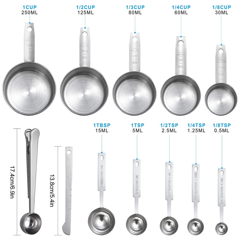 Measuring Spoon Stainless Steel Measuring Cup and Measuring Ruler for