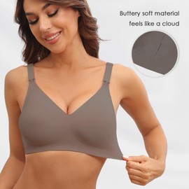 As Fairy Wireless Nursing Bras Sleep Soft Nursing Bralette for Breastfeeding(Coffee M)