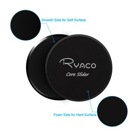 RYACO Core Exercise Sliders - Dual Sided Gliding Discs With Carry Bag for Carpet or Hardwood Floors - Home Abdominal & Total Body Workout Equipment, Black