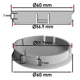 SkinoEu 4 x 60mm ABS Car Alloy Wheel Centre Rims Hub Center Caps Auto Tuning Silver Gray Black No Fear Eyes CXS 14