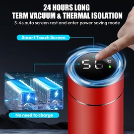 Thermos Flask 500 ml Water Bottle with LED Temperature Display, Vacuum Insulated Cup Water Bottle Made of 316/304 Stainless Steel Thermos Bottles with LED Touch Screen Leak-Proof BPA-Free for Office