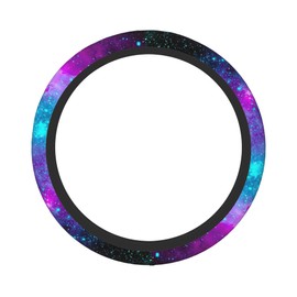 Blue Galaxy Steering Wheel Cover for Women Men Girls, Universal 15 Inch Purple Anti Slip Steering Wheel Protector Car Accessories Interior for Auto Truck SUV