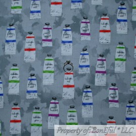 Ink and Arrow BonEful Fabric FQ Cotton Quilt Gray Paint Rainbow Hair Dye Art Gay Pride Unisex