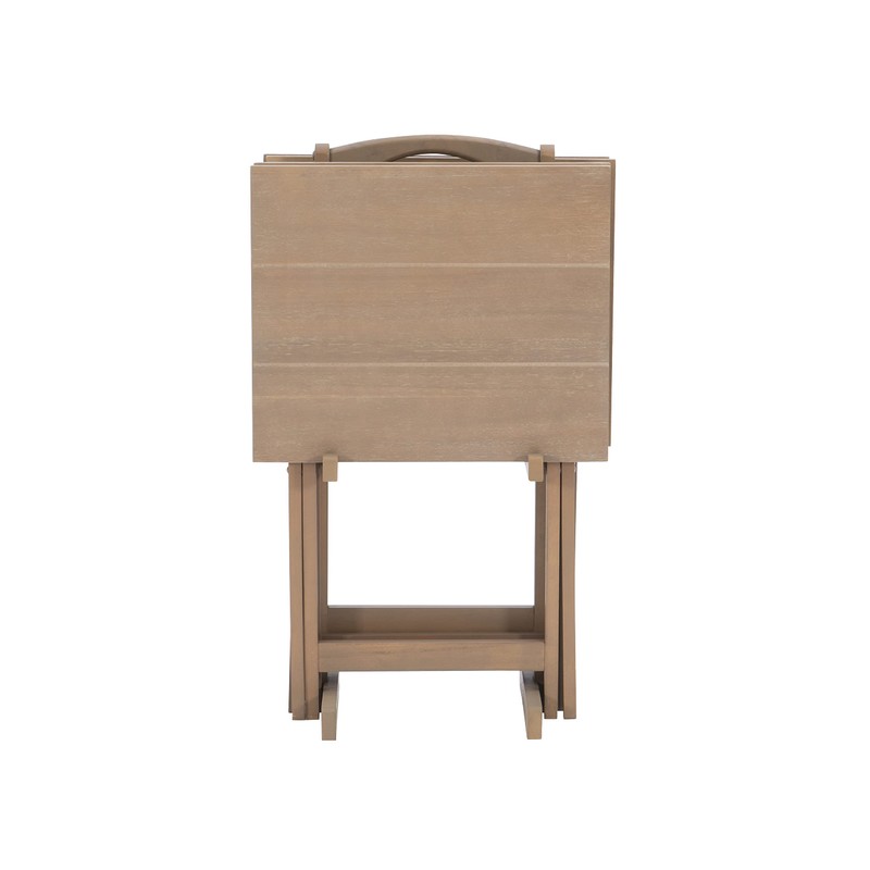 Linon Grace Acacia Tray Table Set