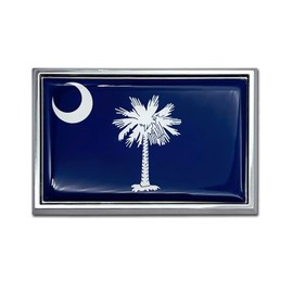 Elektroplate Premium South Carolina SC State Flag with Palmetto Tree All Metal Chrome Emblem for Cars, Trucks, and All Auto | Universal Fit at 2.5" x 3.8" | Weatherproof