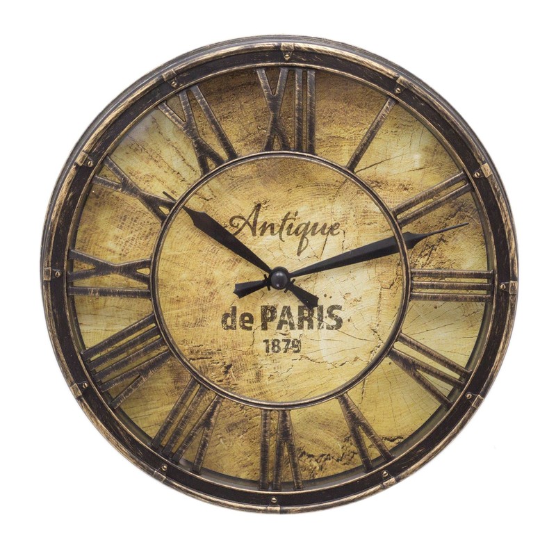 Carousel Home 20cm Wall Clock Antique Effect Distressed Round Clock
