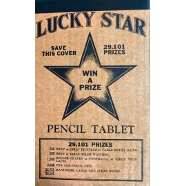 1940's Vintage Lucky Star Pencil Tablet "Save The Cover" "Win A Prize" - Black
