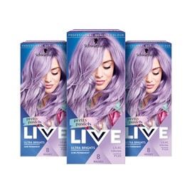 Schwarzkopf LIVE Pretty Pastels Purple Hair Dye, Pack of 3, Semi-Permanent Colour lasts up to 8 washes - P120 Lilac Crush