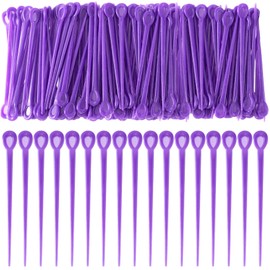 Deozu 100pcs Brush Hair Roller Pick, Plastic Hair Curler, Hair Roller Pin for Tension Rollers, Rod Crochet Accessories for Hair Styling (Purple)