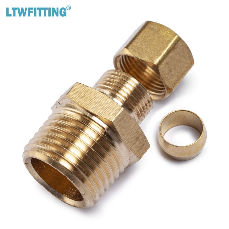 LTWFITTING Brass Fittings Outer Diameter 3/8" x 1/2" NPT Male