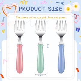 MEETOZ 6 Pieces Toddler Forks Baby Forks for Self Feeding, Kids Forks, for Self Feeding Metal Forks Boys Girls Small Training Forks for Children Cutlery Forks with Round Handle Safe Flatware