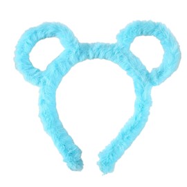 caralin Women Winter Thick Plush Headband Round Bear Ears Makeup Hair Hoop Bandana Blue