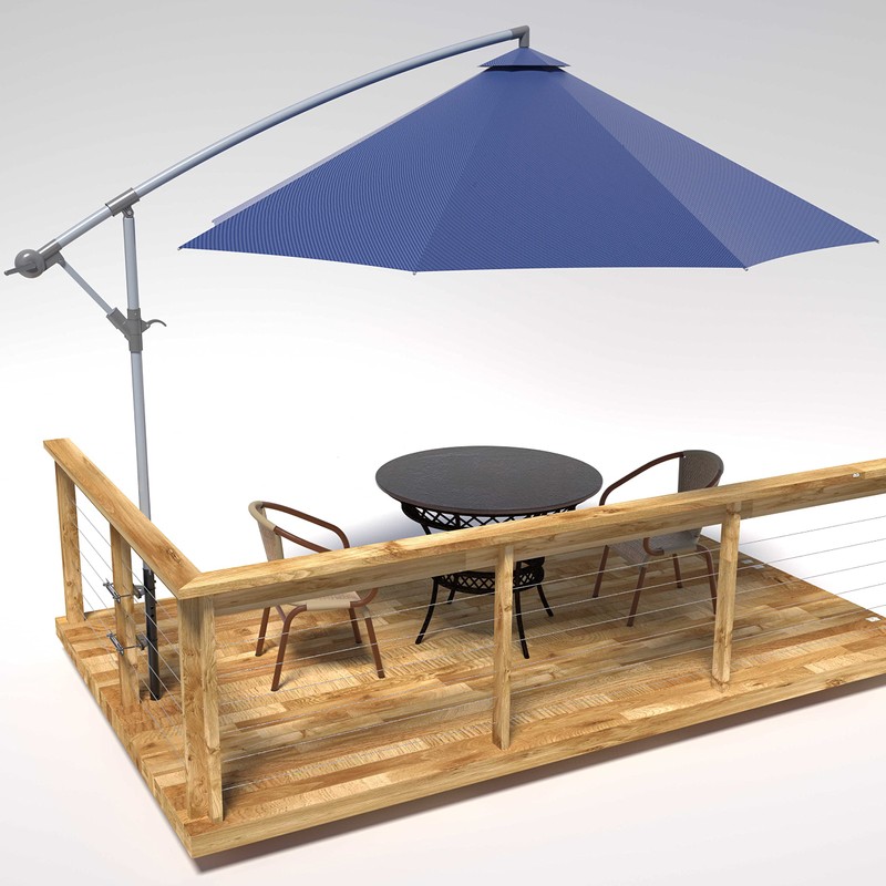 Deck Man Patio Table/Offset Umbrella Railing Holder, Stainless Steel Outdoor