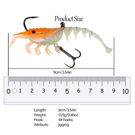 Hviomru Super Durable TPE Fishing Lures for Crappie, Trout, Walleye - Lifelike Shrimp Crayfish Swimbait, Pre-Rigged Fishing Jig Lures - Orange