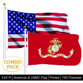 RAMSONS IMPORTS Wholesale 2 Flags United States Marine Corps Flag 3 x 5 USMC And American USA
