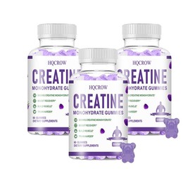 HQCROW Creatine Monohydrate Gummies - Mixed Berry, Vitamin B6 & B12, Black Pepper, Vegan, Plant-Based, Non-GMO, Gluten-Free & Gelatin-Free. Supplement Dietary:_Four bottles