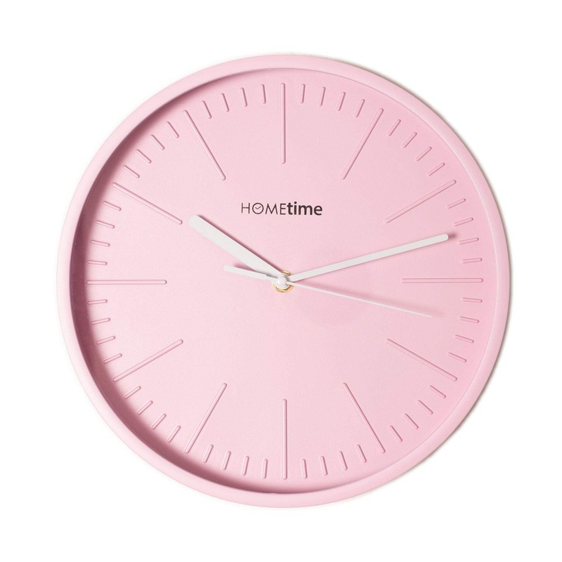 HOMETIME QUARTZ MATT PINK WALL CLOCK WITH 3D BATON DIAL