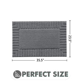 LUMI Premium Bath Rug, Extra Soft and Absorbent Bathroom Mat, Quick Dry, Non Slip, Machine Washable Bath Mat for Shower and Tub, Dark Grey, 24"x36"