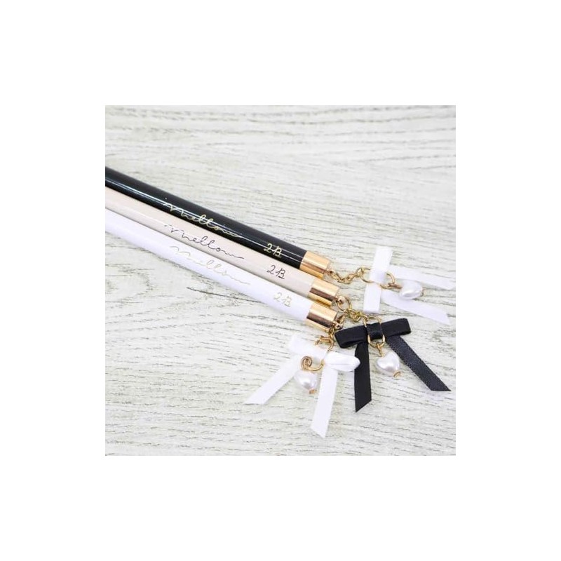 Ribbon Stationery Pencil with Ribbon Charm 2B Round Shaft [Beige]