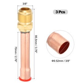 QUARKZMAN 1/2" SAE 45 Degree Brass Pipe Fitting, 3 Pieces Flare Connector with Male Thread Adapter and Copper Pipe for Air Conditioning HVAC Refrigeration System