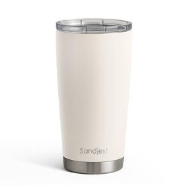 SANDJEST Beige Tumbler 20oz Stainless Steel Double Wall Vacuum Insulated, Travel Coffee Cup, Gifts for Men Women Birthday Christmas