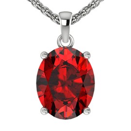 Belinda Jewelz Women's Pendant Necklace, White Gold Hanging Jewelry with 7mm Precious/Semi-Precious Oval Garnet January Birthstone Gemstone & 18" Loose Rope Chain with Lobster Claw
