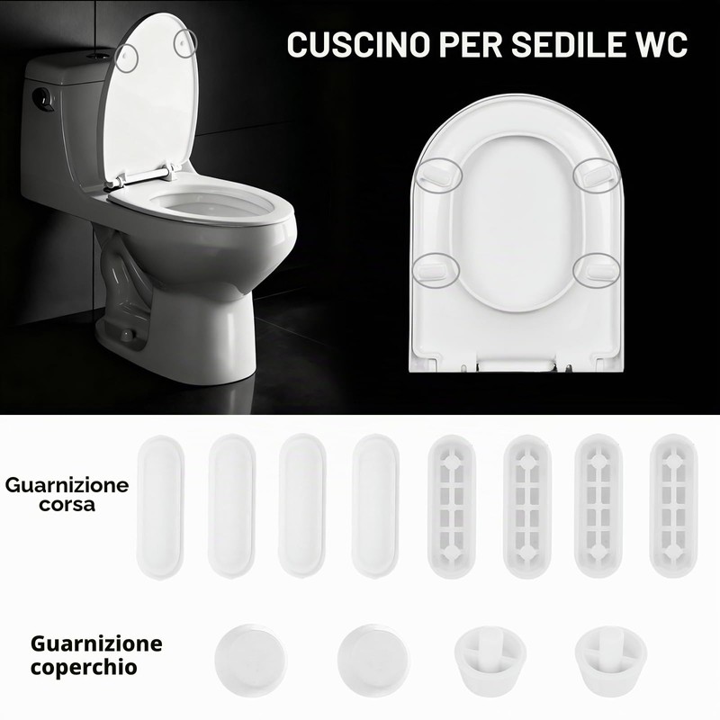 12 Pezzi Ammortizzatori WC, Paraurti per Coperchio Water, Cuscinetti Antirumore