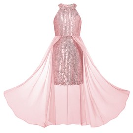 GRACE KARIN Girls Fancy Dress Pink Kids Sequin Formal Party Prom Sparkly Pageant Birthday Graduation Dresses Size 9-10