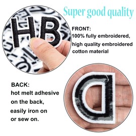 GUYI GYGYL 72 Pieces Iron on Letters and Numbers Patches, Black Alphabet Embroidered Patch A-Z, Numbers 0-9 Applique for Clothes, Dress, Hat, Socks, Jeans, DIY Accessories