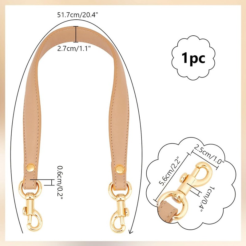 PH PandaHall 20.3 Inch Browner Leather Bag Strap Short Purse