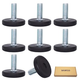 SKIR'CO 8 pcs, Furniture Leveling Feet M8 x 20 mm, Adjustable Metal Round Legs, Threaded M8 Stem, Leveler Glide Foot