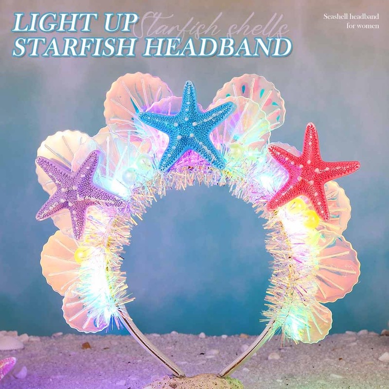 BARTOSI - Diadema de sirena iluminada con luces LED para