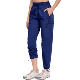 Oalka Women's Hiking Pants Water Resistant Quick Dry Cargo Pockets Pants Future Blue XL