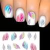 Meidus Charming Nail Feather Art Water Transfer Decal Sticker Rainbow
