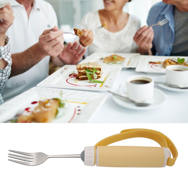Disabled Patient Arthritis Elder Utensil Removable Flexible Rotating Eating Fork