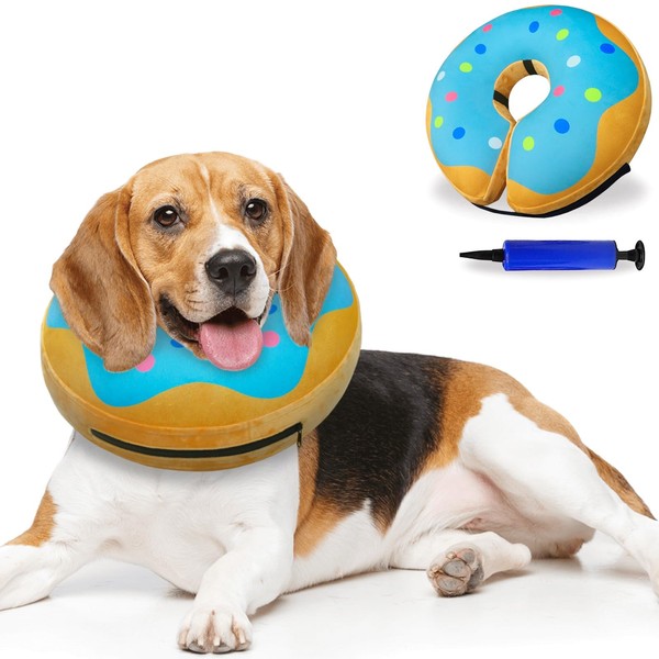 KIKNIN Inflatable Dog Cone Collar, Protective Recovery Collar Cone for