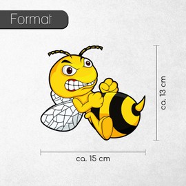 Sticker Angry Bee I 15 x 13 cm Large I Yellow Sticker Wasp to the Right I for Car Truck Motorcycle Moped Scooter Helmet Notebook Laptop I Weatherproof - kfz511