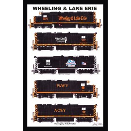 Wheeling & Lake Erie Locomotives 12"x18" matted poster Andy Fletcher signed