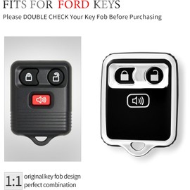 OFFCURVE Key Fob Cover for Ford Special Key Fob Case Cover Holder for Explorer Edge Escape F150 Expedition Mercury Navigator Ranger Mariner| Rpkey Smart 3 Buttons Key Fob Accessories, Black