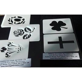 8 x National emblem face painting stencils reusable Internationals rose shamrock thistle Welsh Feathers George Cross 6 Nations Internationals Union League football sport lion rose