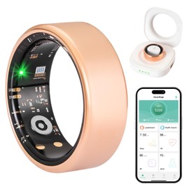 Melilinkcn Smart Rings for Women Men, Smart Ring Tracker with Blood Oxygen,Blood Pressure,Heart Rate,Sleep Monitor,Step Counter,Gesture Control,IP68 Waterproof Fitness Tracker (Rose Gold, 10#)