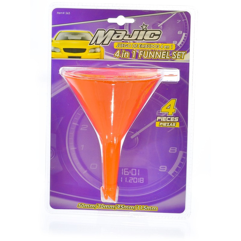 Majic 4-Pieces 4-Sizes Plastic Funnel Set for Car Oil, Gas