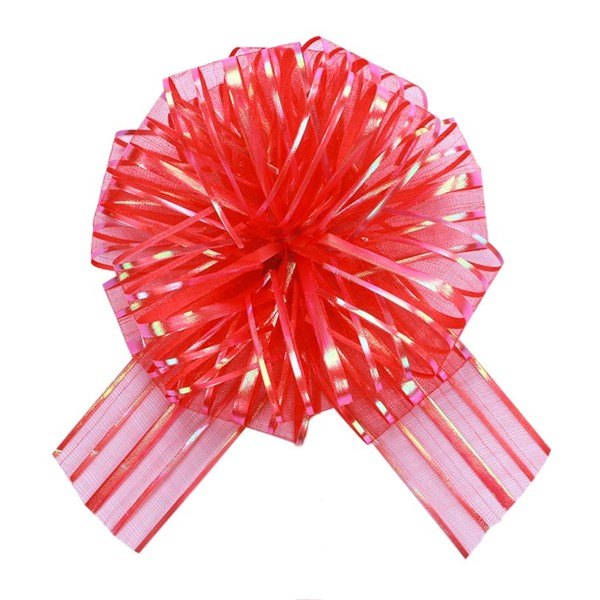 6 Pcs 6 Inch Red Organza Pull Bow – Perfect