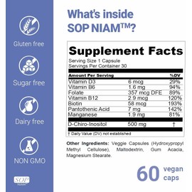 SOP NIAM - Complemento alimenticio con D-Chiro Inositol, vitaminas y minerales - 60 cápsulas